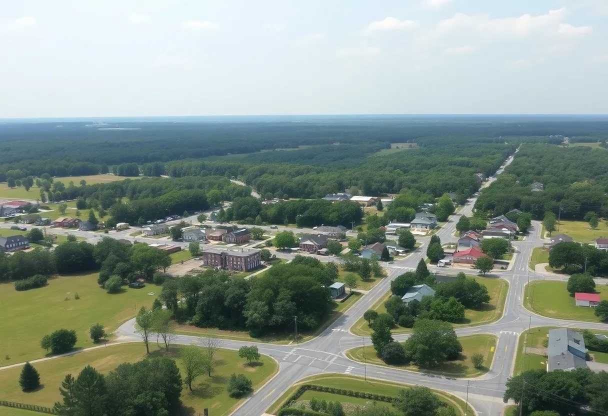 View of Coronaca, South Carolina after a minor earthquake