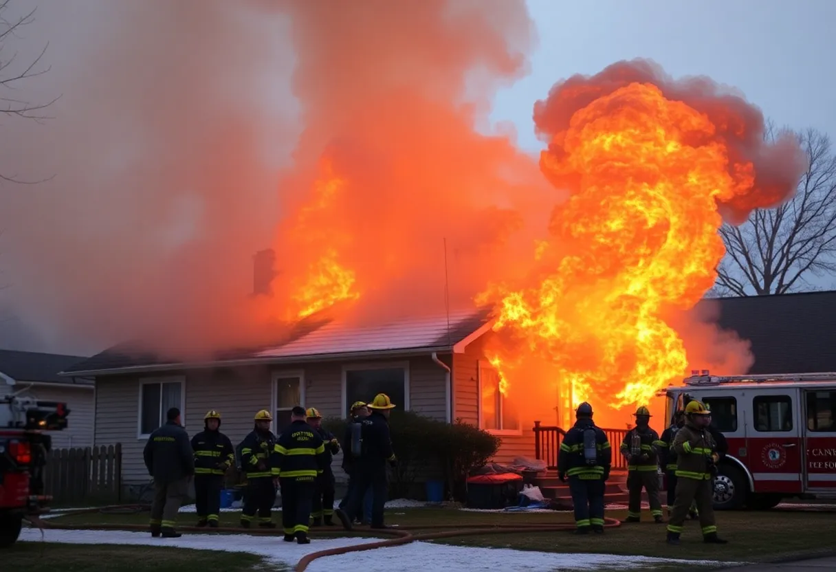 Firefighters responding to a residential fire in Greenwood on Christmas morning