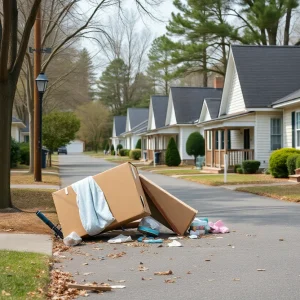 Neighborhood in Greenwood County during an earthquake