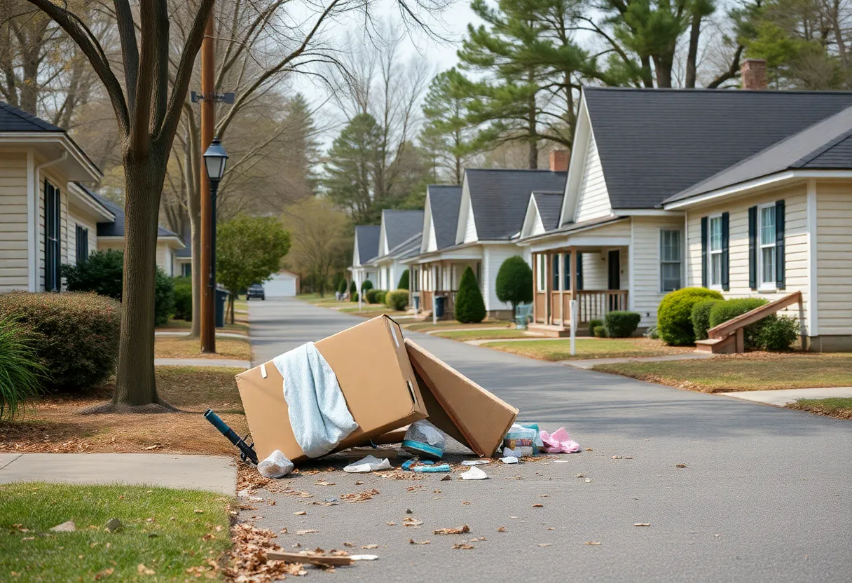Neighborhood in Greenwood County during an earthquake