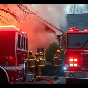 Firefighters responding to a structure fire in Greenwood