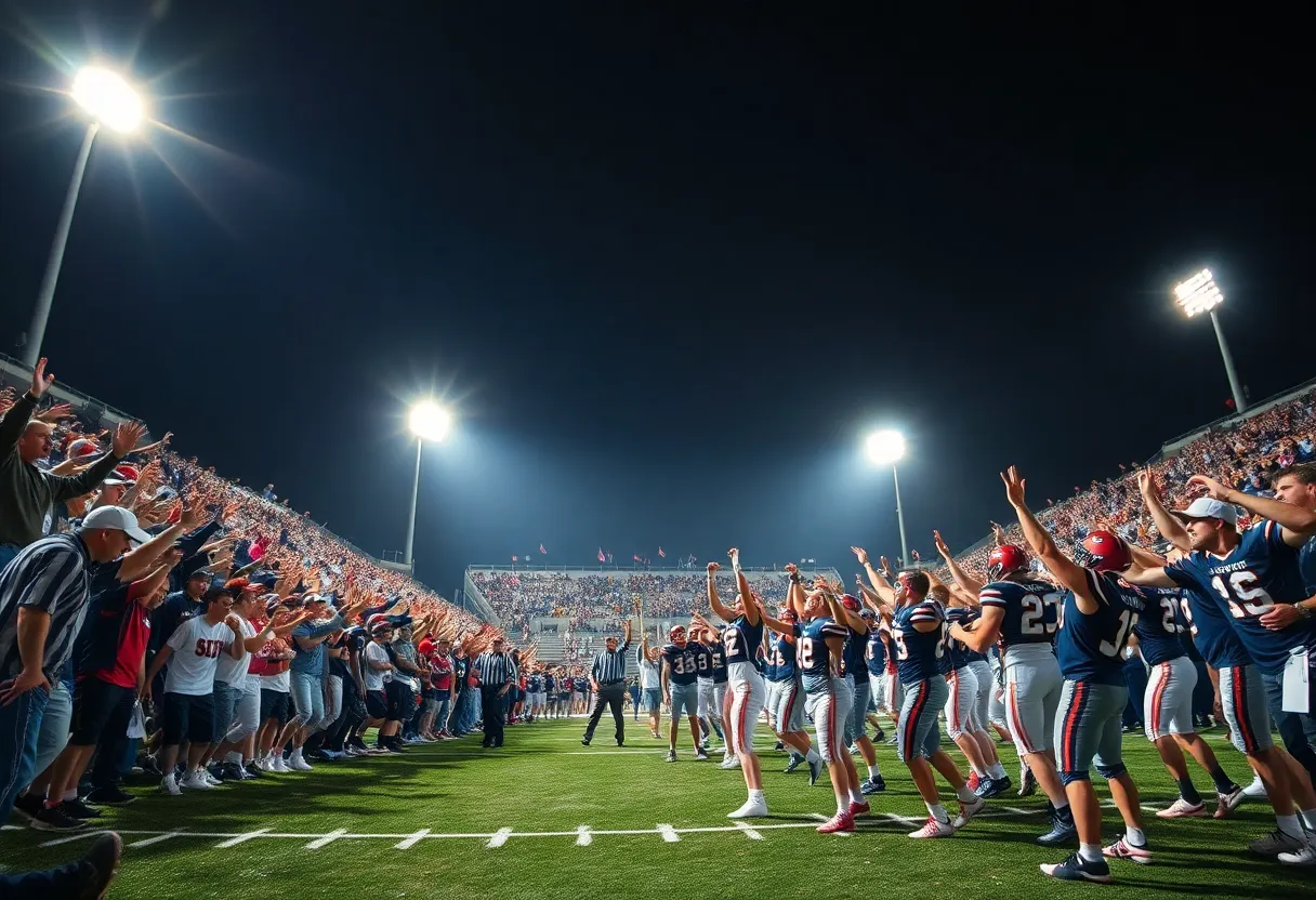 Greenwood High School football team celebrates their victory against Beaufort