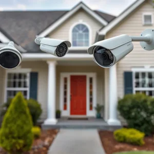 A residential property equipped with security cameras in Greenwood, SC.