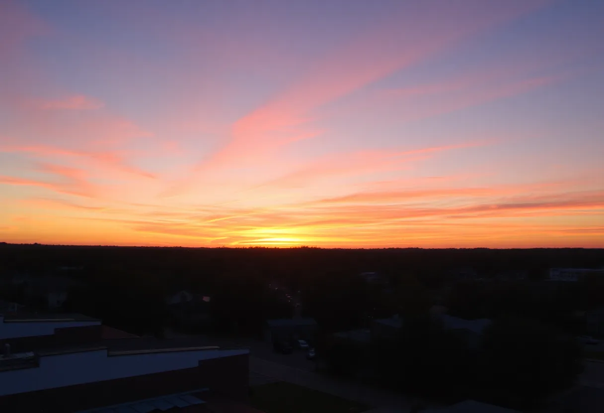 Clear skies and a beautiful sunset over Greenwood SC