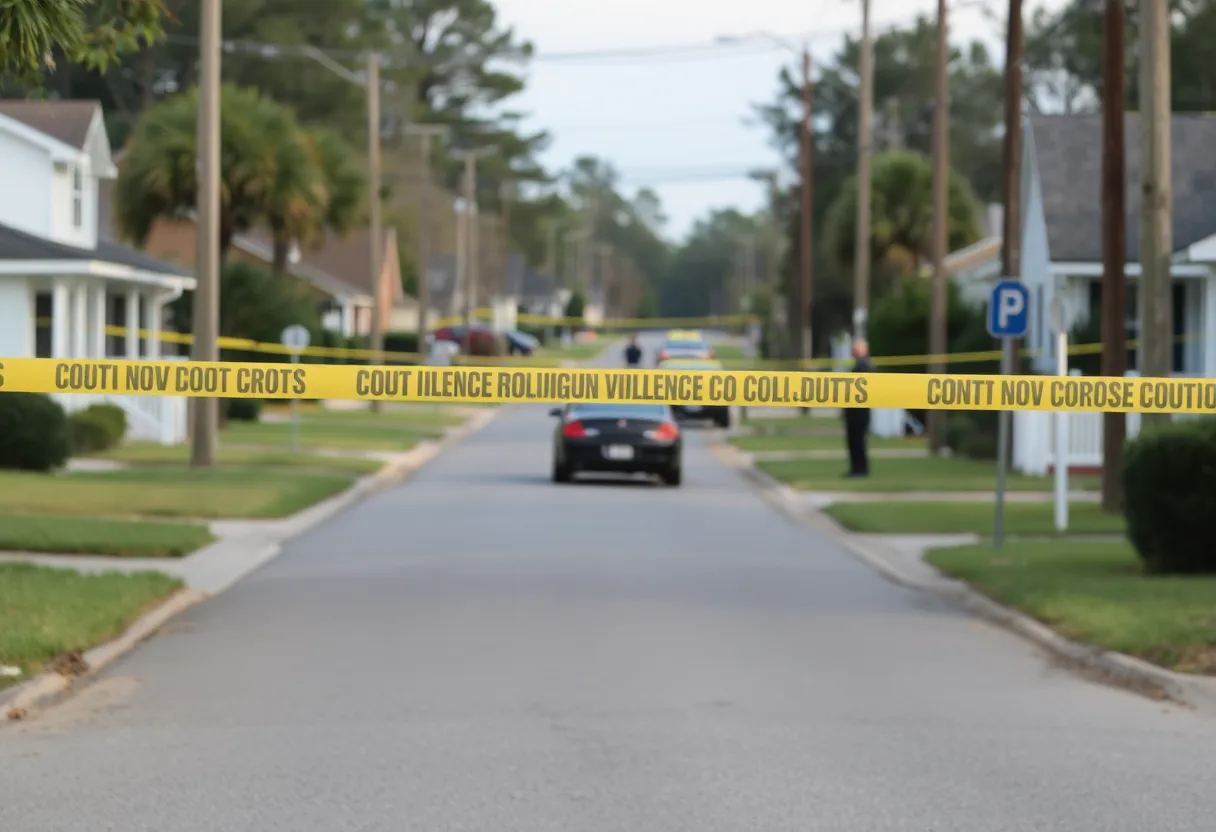 Scene of a gun violence incident in Greenwood, South Carolina