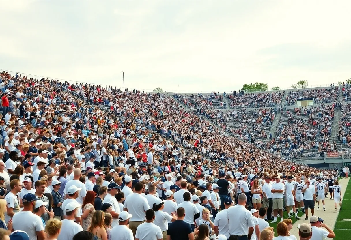 Fans supporting Hough High School football team at a game