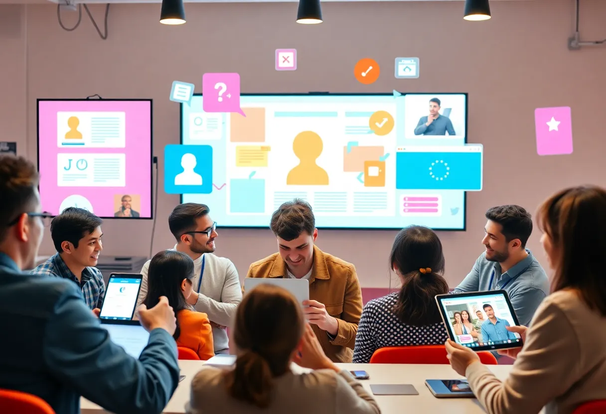 A digital marketing concept illustrating interactive marketing techniques.