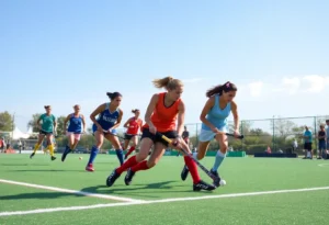 Action shot from the IUP field hockey game against Kutztown.