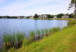 Scenic view of Lake Greenwood with homes in the backdrop