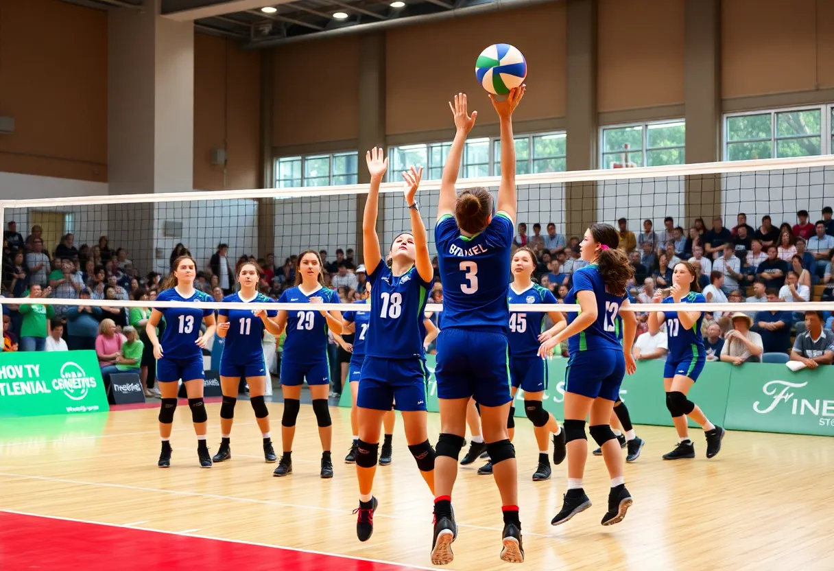 Mauldin Mavericks playing against Greenwood Eagles in a volleyball match