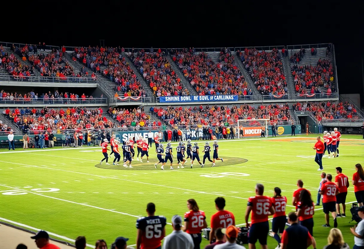 Stadium packed with fans at the Shrine Bowl of the Carolinas event