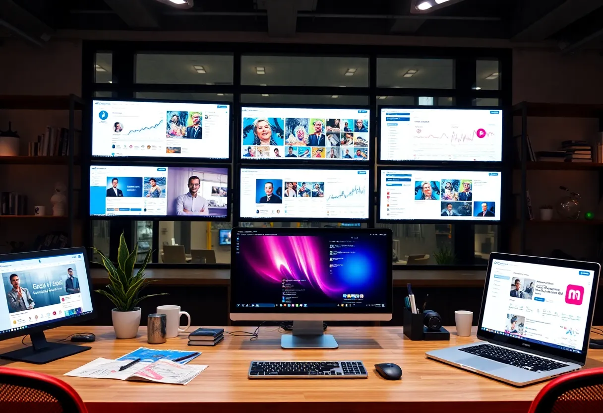 Workspace monitoring social media trends for marketing strategies
