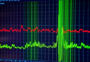 Seismograph depicting earthquake activity in South Carolina