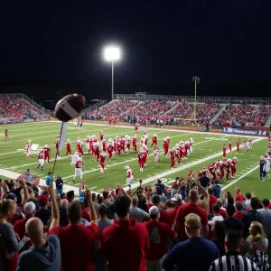 Players competing in a high school football game in South Carolina