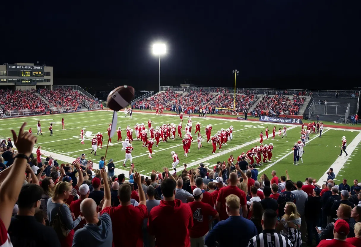 Players competing in a high school football game in South Carolina
