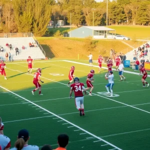 Players in action during a South Carolina high school football game