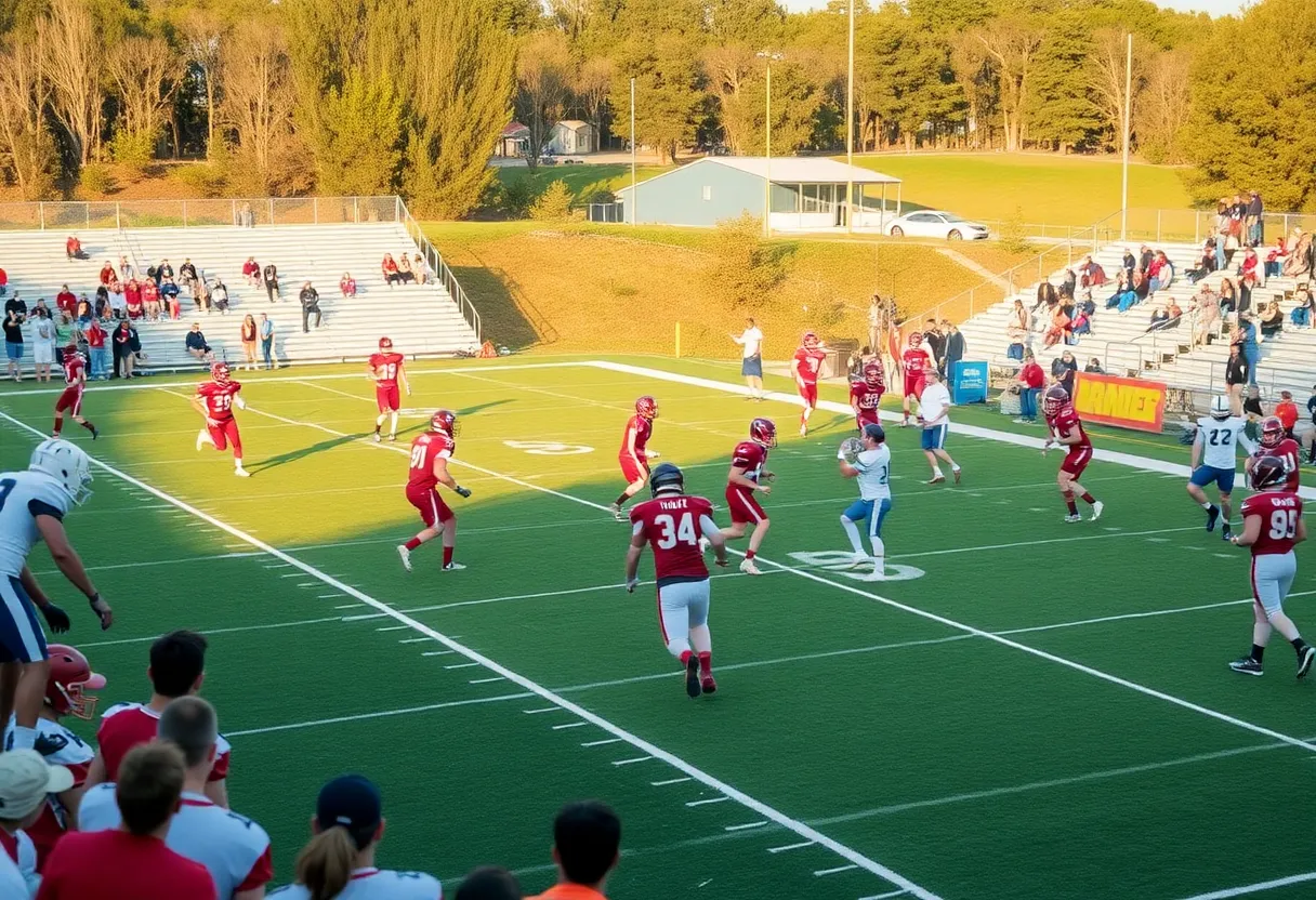 Players in action during a South Carolina high school football game