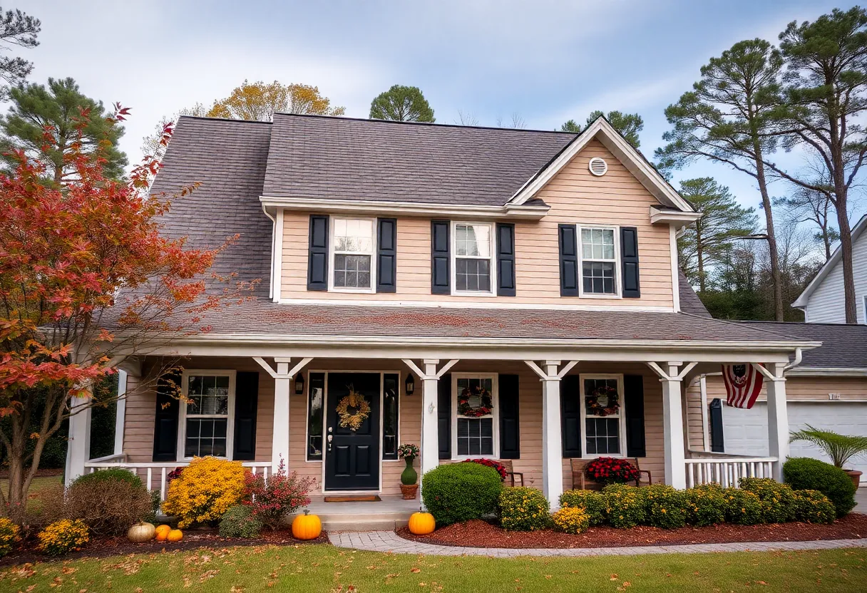 South Carolina home undergoing fall maintenance.