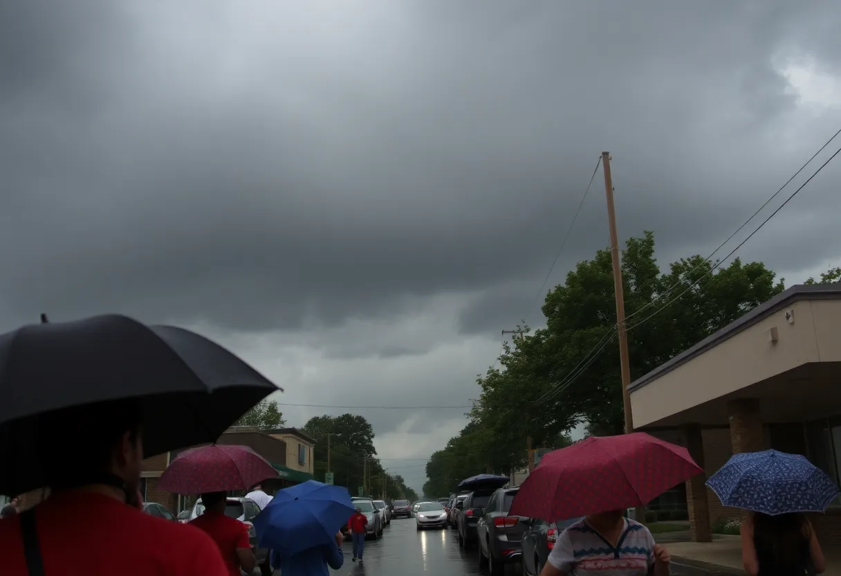 Dark clouds and rain in Greenwood, South Carolina