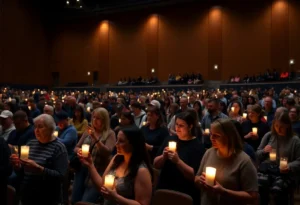 Community members gathered for a vigil honoring Charlie Kirk