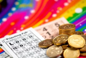 Colorful lottery tickets representing winning moments