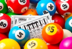 Assorted lottery tickets and balls