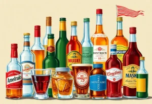 Collage of iconic American alcoholic beverages