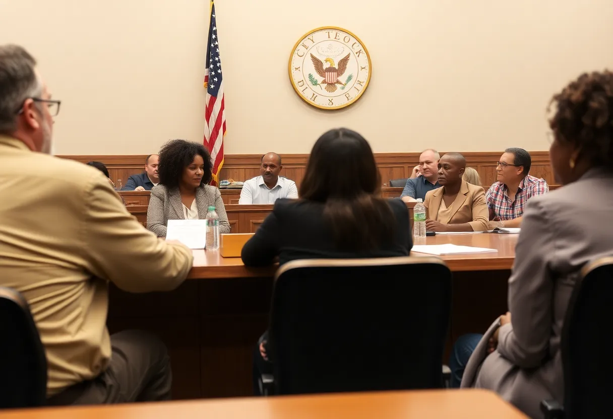 Community discussion at a city council meeting in South Carolina about hate crimes.
