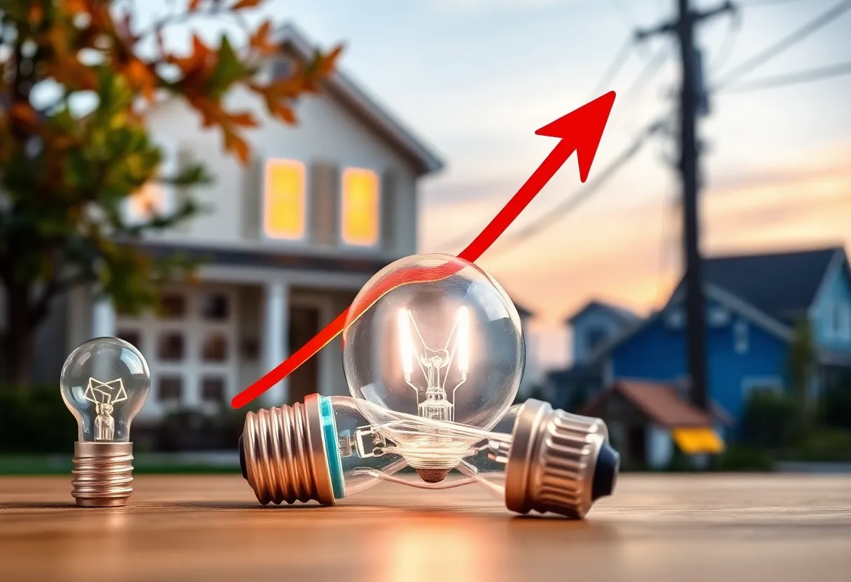 Illustration of rising energy bills for residential customers