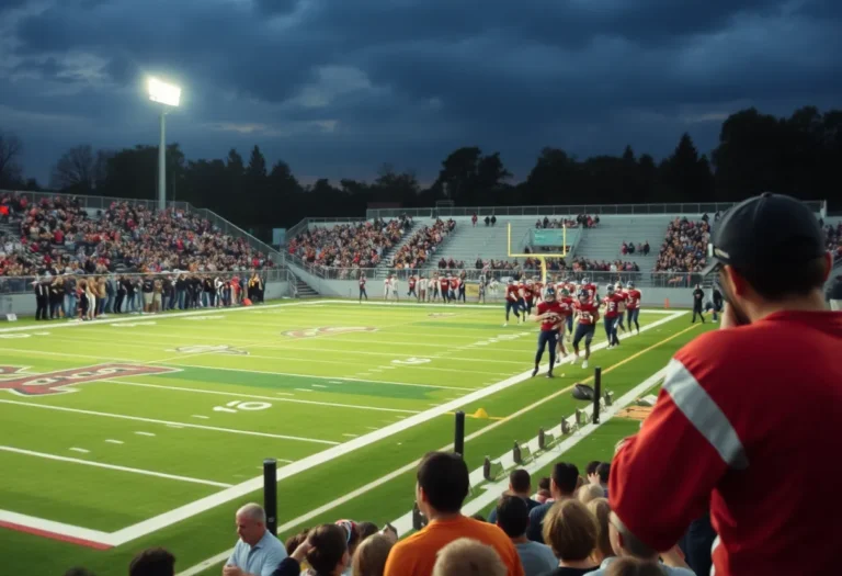 Football players from Easley and Greenwood preparing for a game