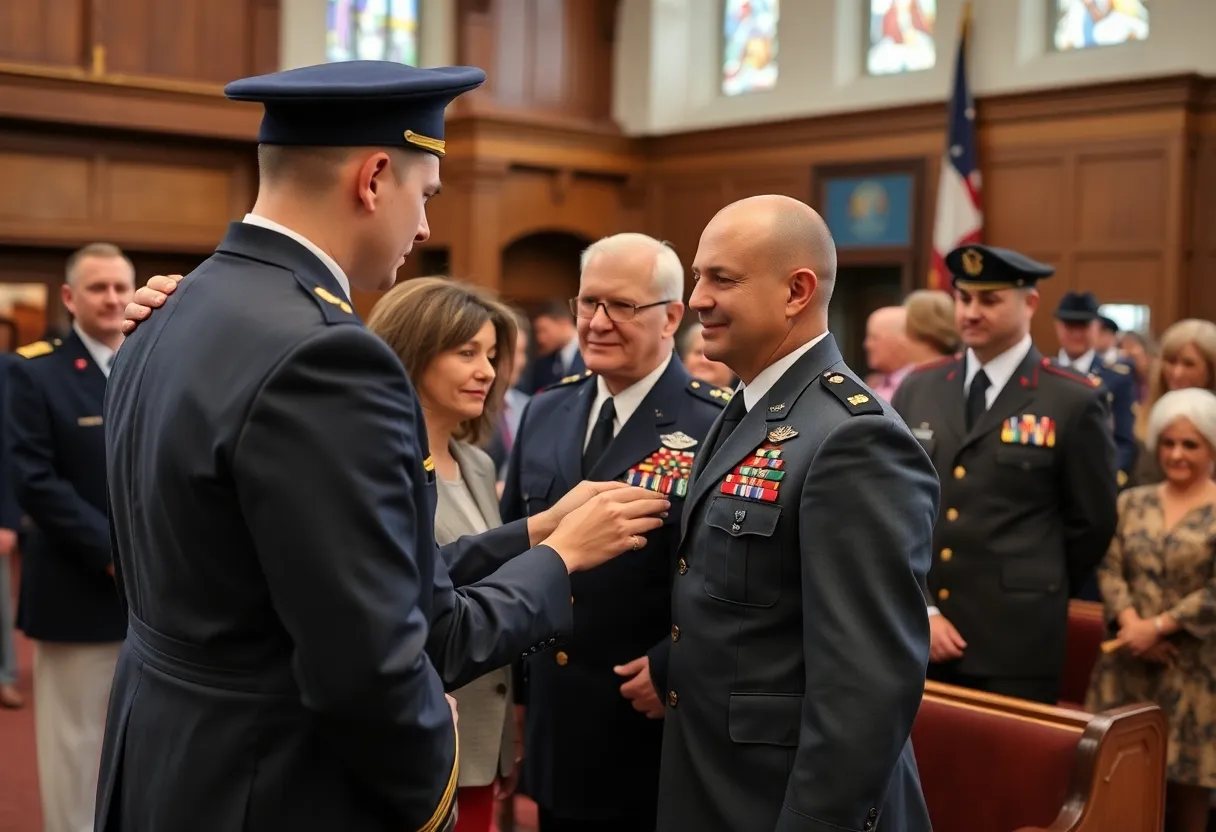 Ceremony for Ed Moore's promotion to lieutenant colonel