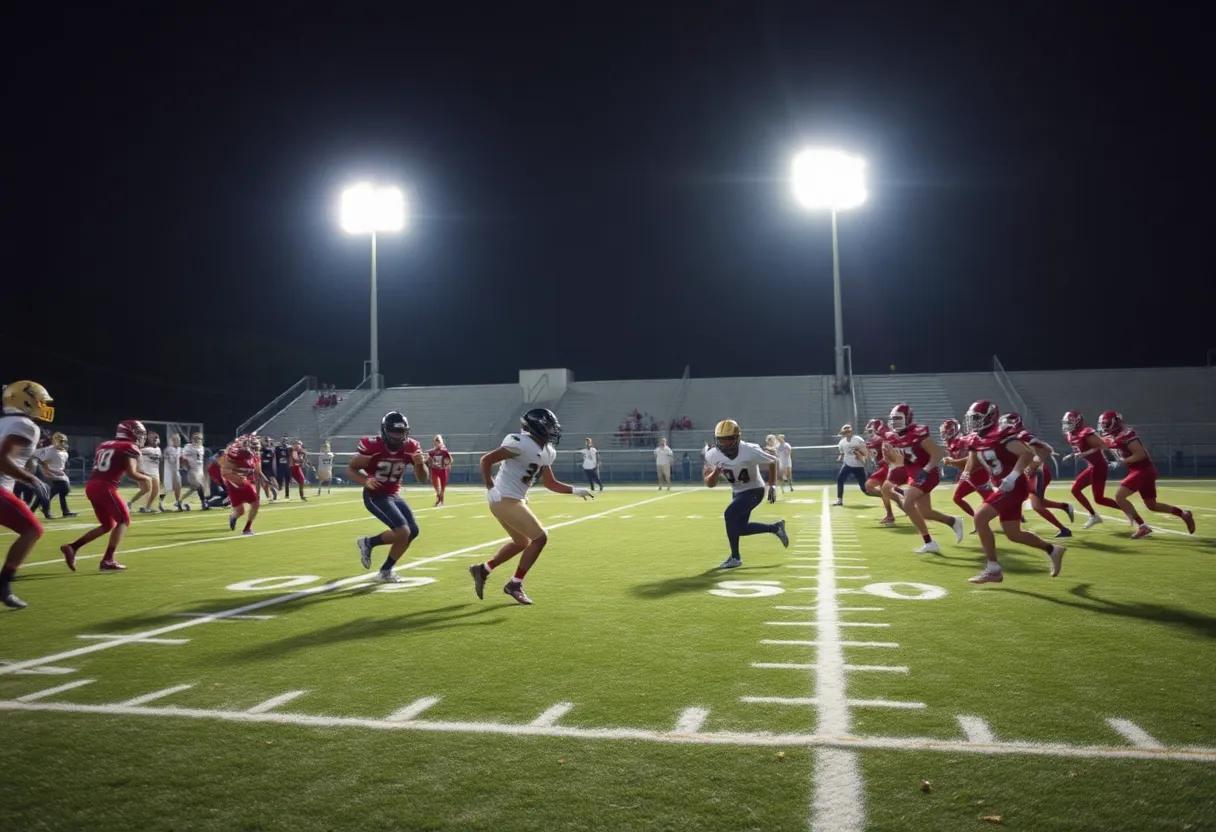 Football teams competing in a high school game