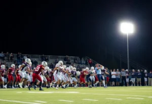 Football players in action during a high school game