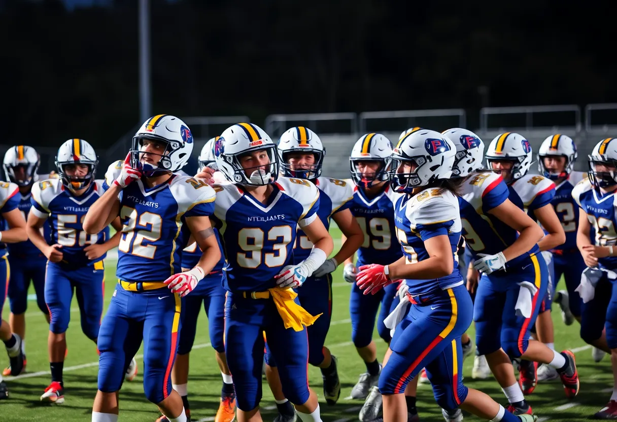 Greenwood Eagles football team celebrating a touchdown
