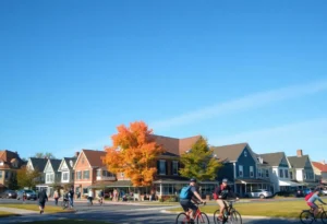 Clear blue skies over Greenwood, SC with people enjoying outdoor activities