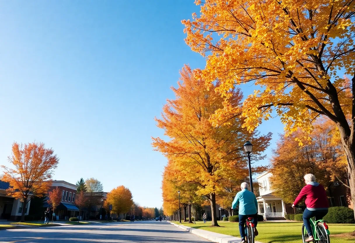 Clear skies and fall foliage in Greenwood, SC