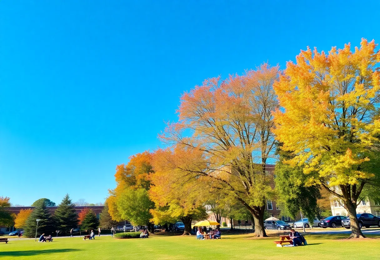 People enjoying a sunny autumn day in Greenwood, SC