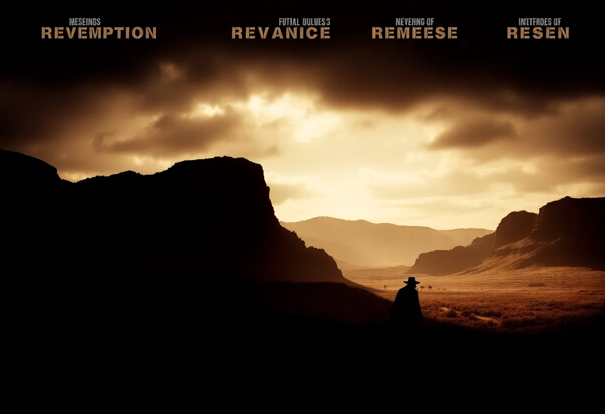 Long Shadows movie poster featuring a western scene