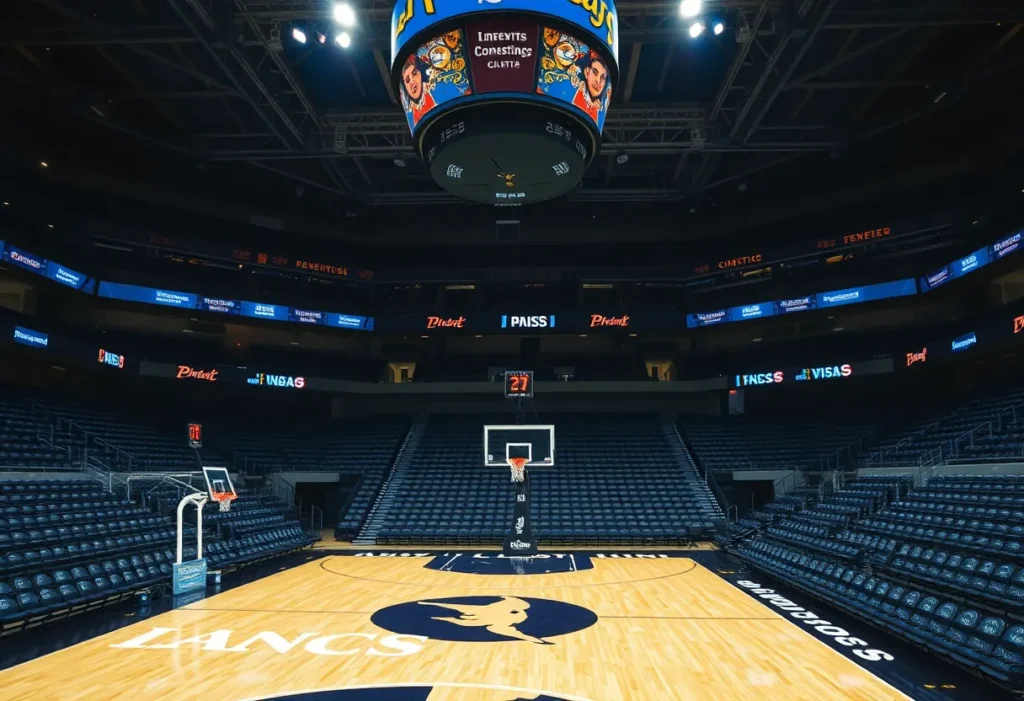 Empty NBA basketball arena reflecting workplace decorum issues
