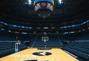 Empty NBA basketball arena reflecting workplace decorum issues