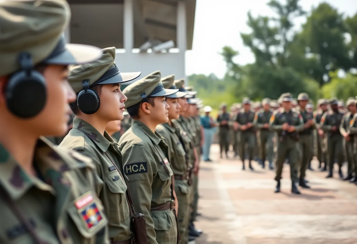 Cadets in ROTC training at Fort Sill, Oklahoma.