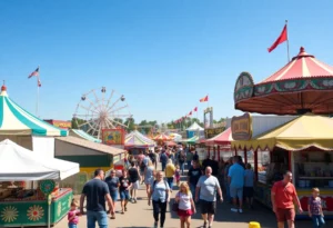 Families enjoying the rides at the South Carolina State Fair
