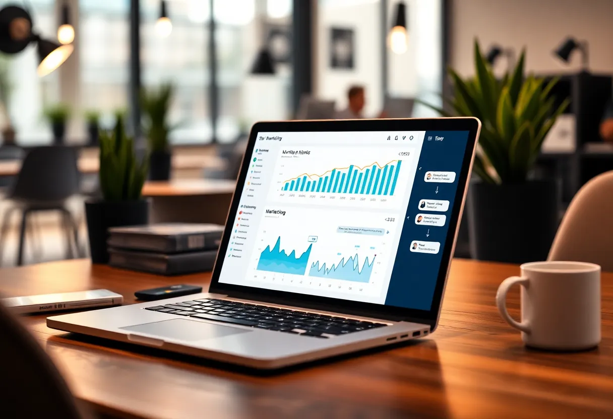 A laptop displaying ChatGPT in a digital marketing setting.