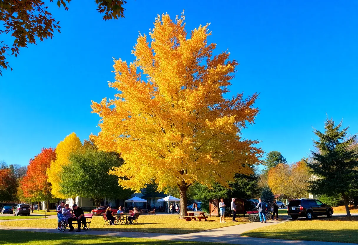 Clear blue skies and vibrant fall foliage in Greenwood SC