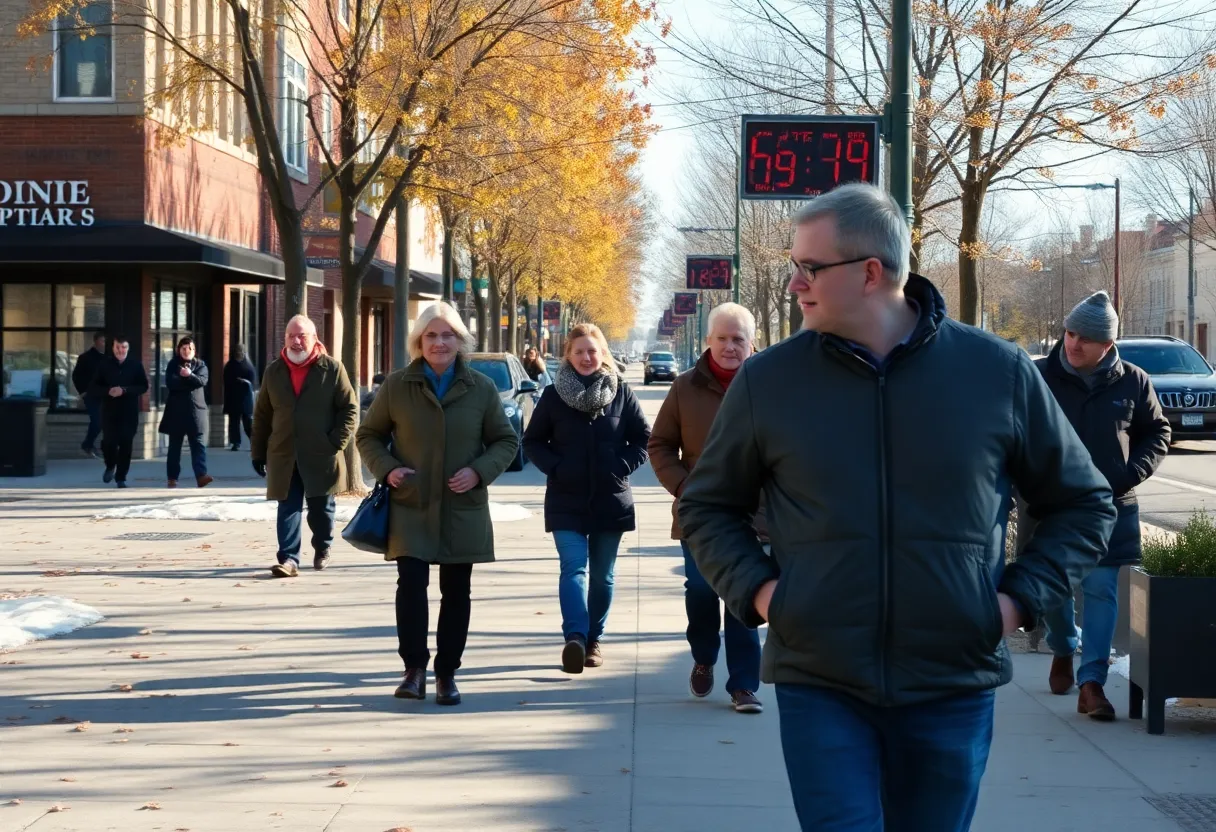 Residents in Greenwood SC on a cold November day
