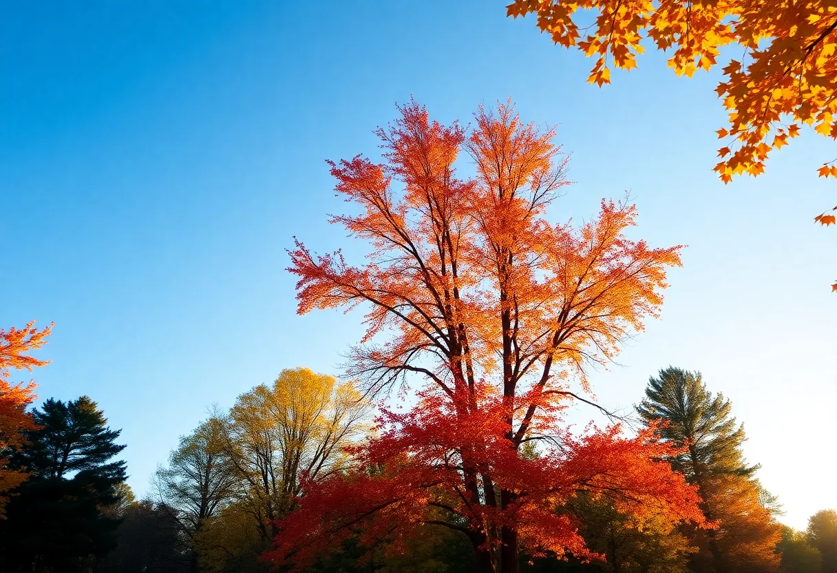 Clear skies and autumn foliage in Greenwood SC