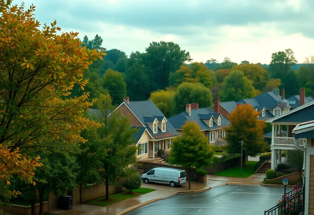 Warm weather in Greenwood SC with rain and autumn scenery