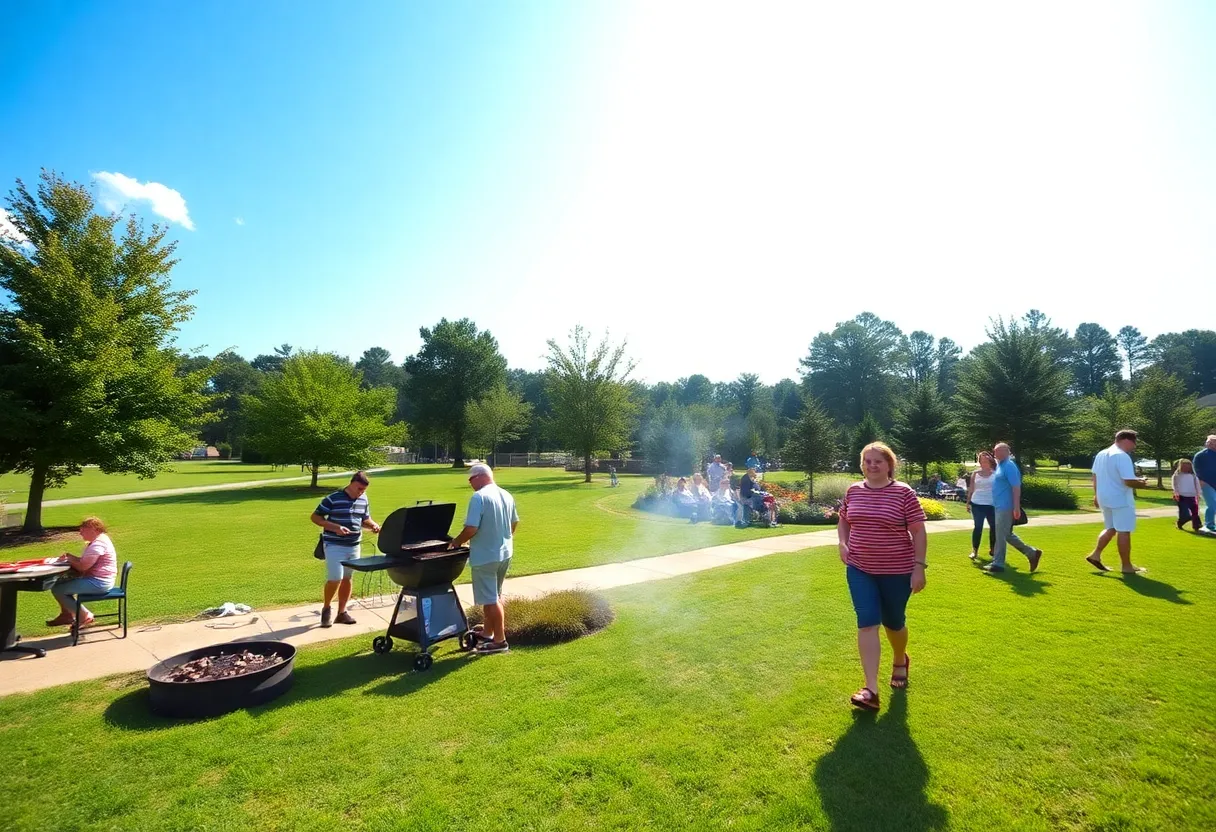 People enjoying a sunny day in Greenwood, SC with outdoor activities.