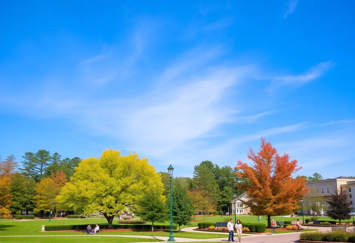 Clear skies and people enjoying the outdoors in Greenwood SC
