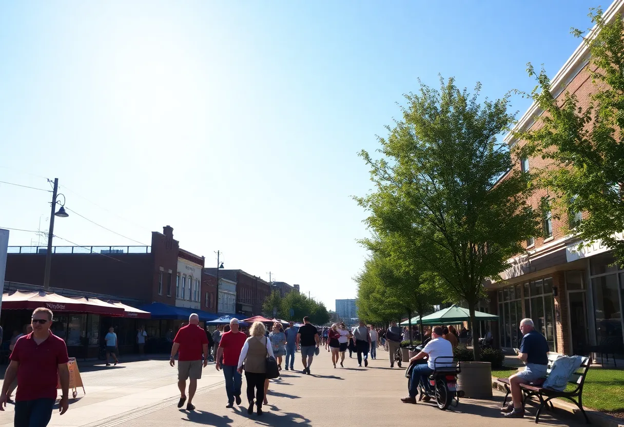 A sunny day in Greenwood SC with clear skies and people enjoying the outdoors.